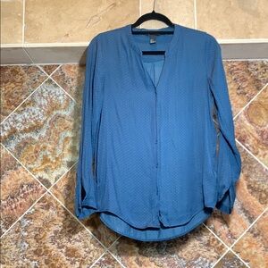 Women's H&M Blue Polka Dot Button-Up Blouse Size 4
